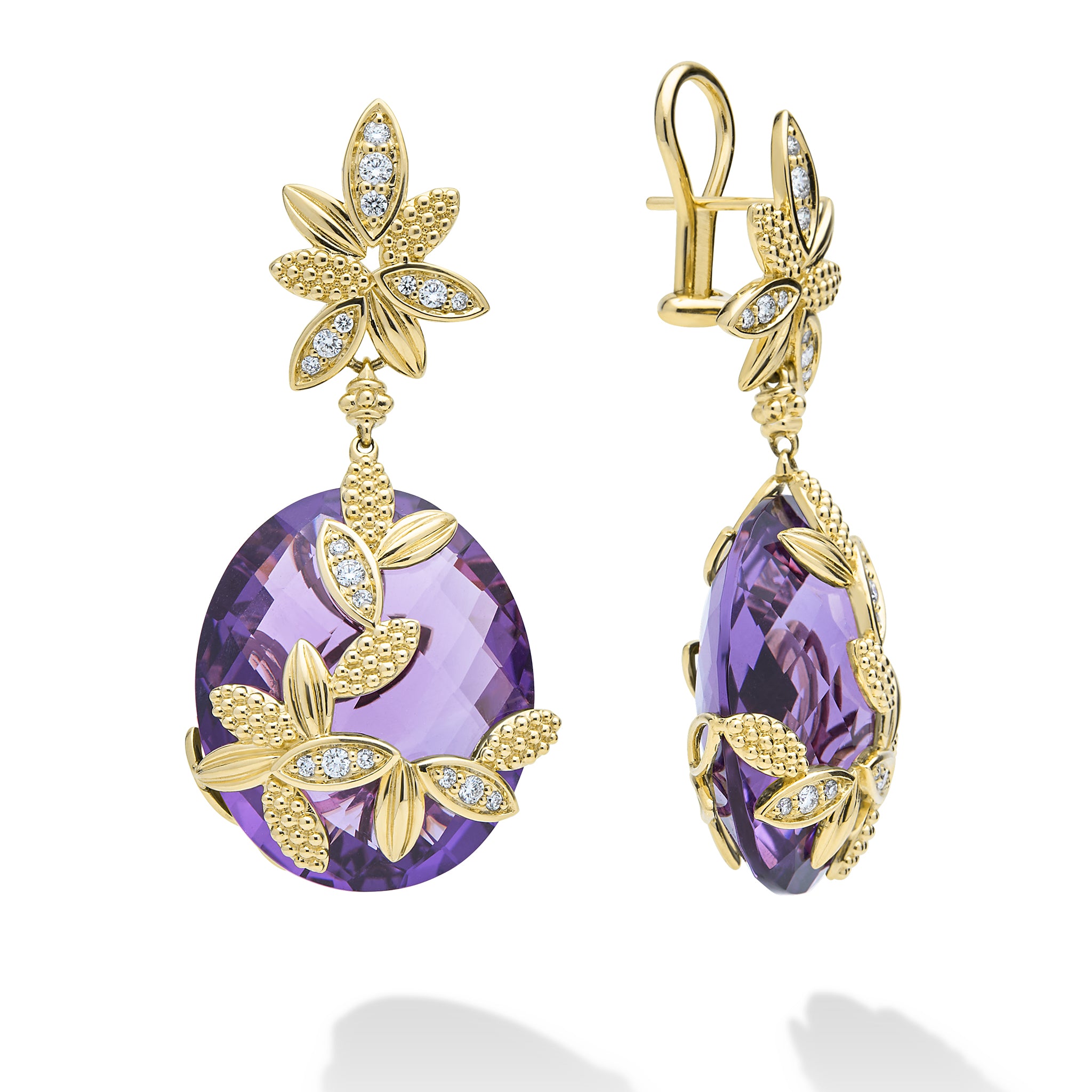 SML 18K Gold Amethyst Flower Drop Earring