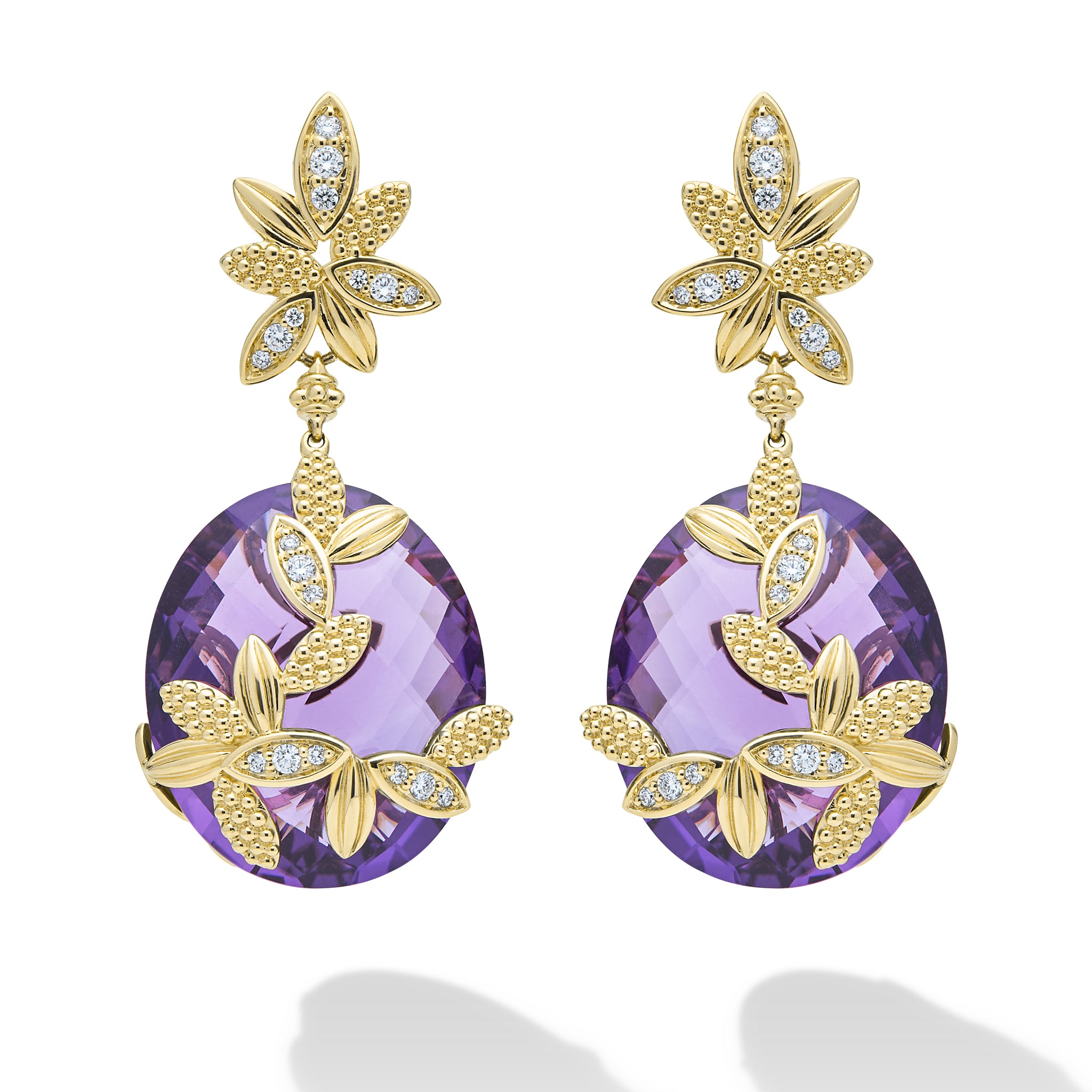 SML 18K Gold Amethyst Flower Drop Earring