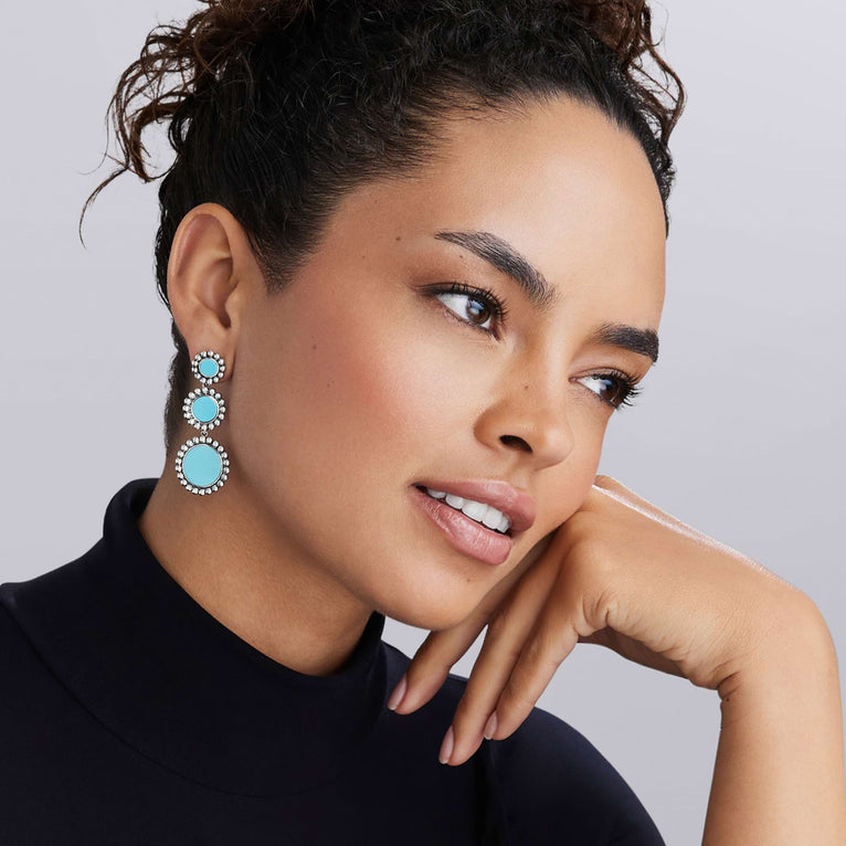 Maya Three Ceramic Circle Drop Earrings