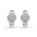 Caviar Color Sterling Silver and Pink Ceramic Diamond Oval Hoop Earring