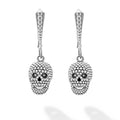 caviar silver beaded skull drop earrings