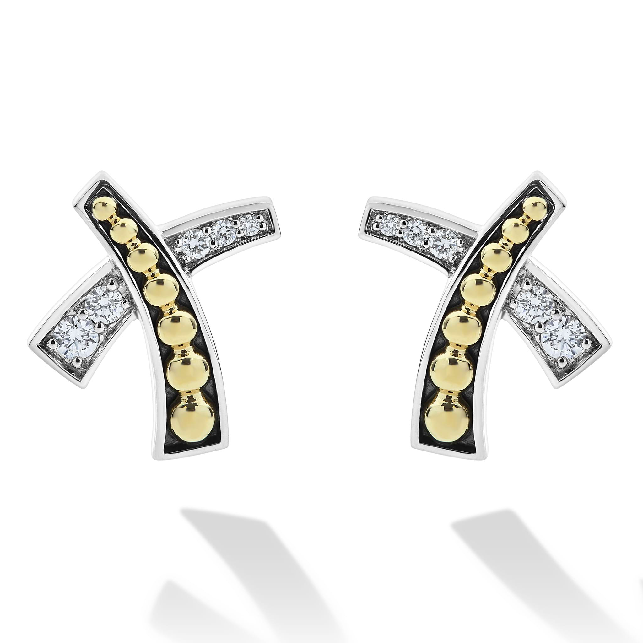 Studio Two-Tone X Diamond Stud Earrings