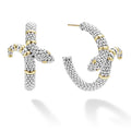 Rare Wonders Two-Tone Snake Hoop Earrings featuring sterling silver caviar beading with 18K gold accents, showcasing a textured, bubbly surface and secure post-and-back closure by LAGOS.