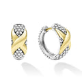 Smooth 18k gold and sterling silver Caviar beading form these huggie hoop earrings.