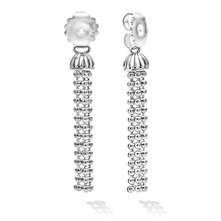 A LAGOS exclusive. Sterling silver and Caviar beading form these dramatic drop earring backs.