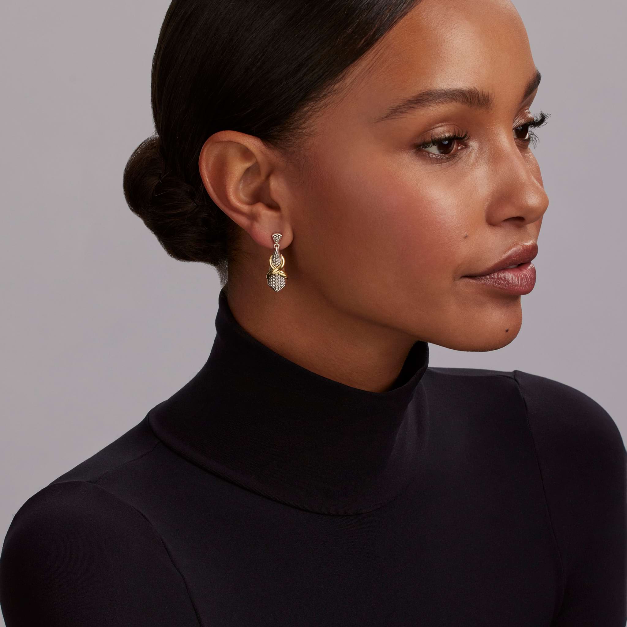 Embrace Two-Tone X Drop Earrings
