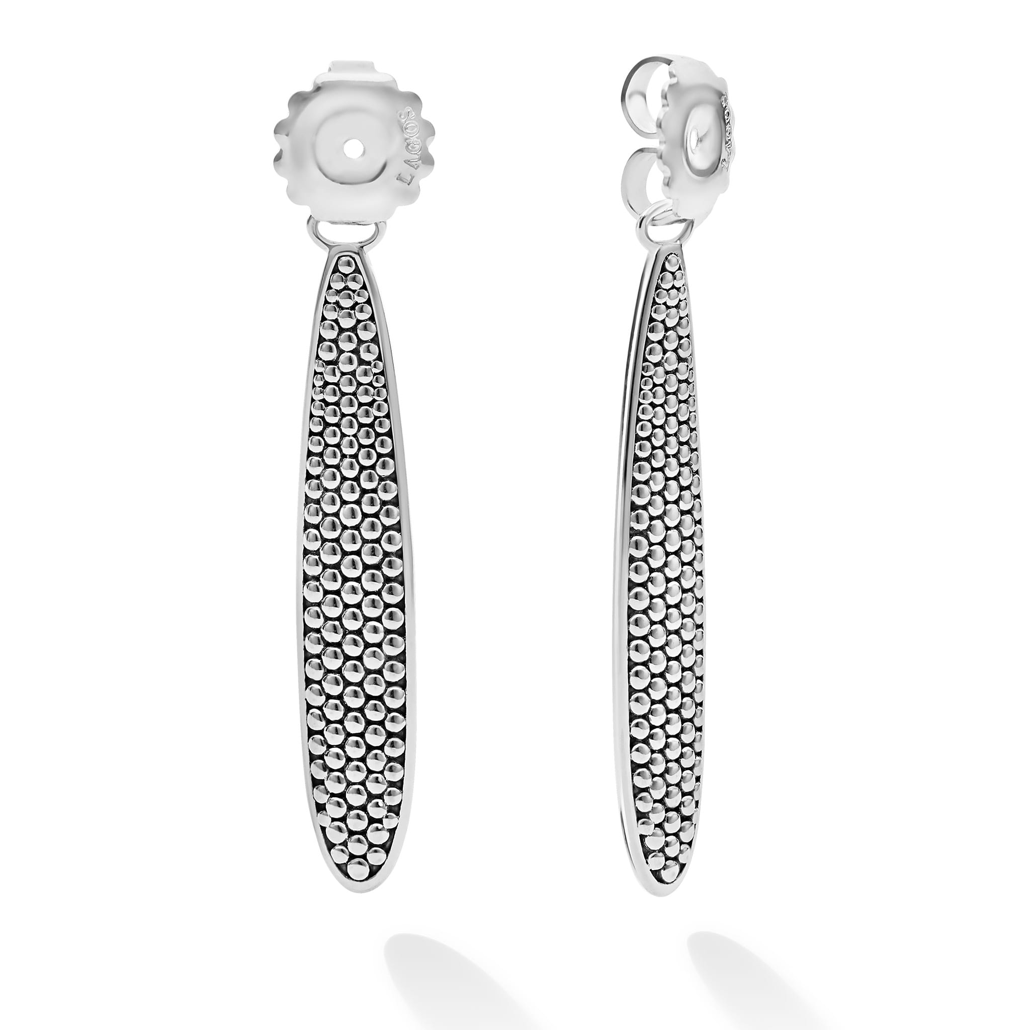 A LAGOS exclusive. Sterling silver and Caviar beading form these dramatic drop earring backs.