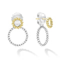 A LAGOS exclusive. 18K gold and sterling silver Caviar beading form these circle drop earrings.