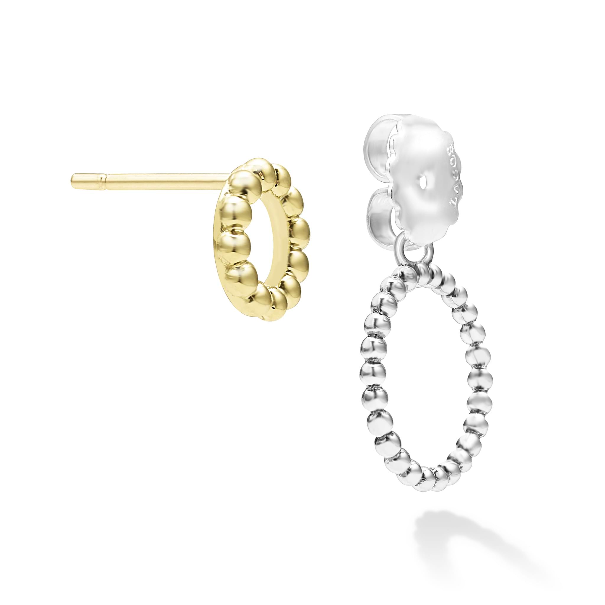 Signature Caviar Two-Tone Circle Drop Earrings