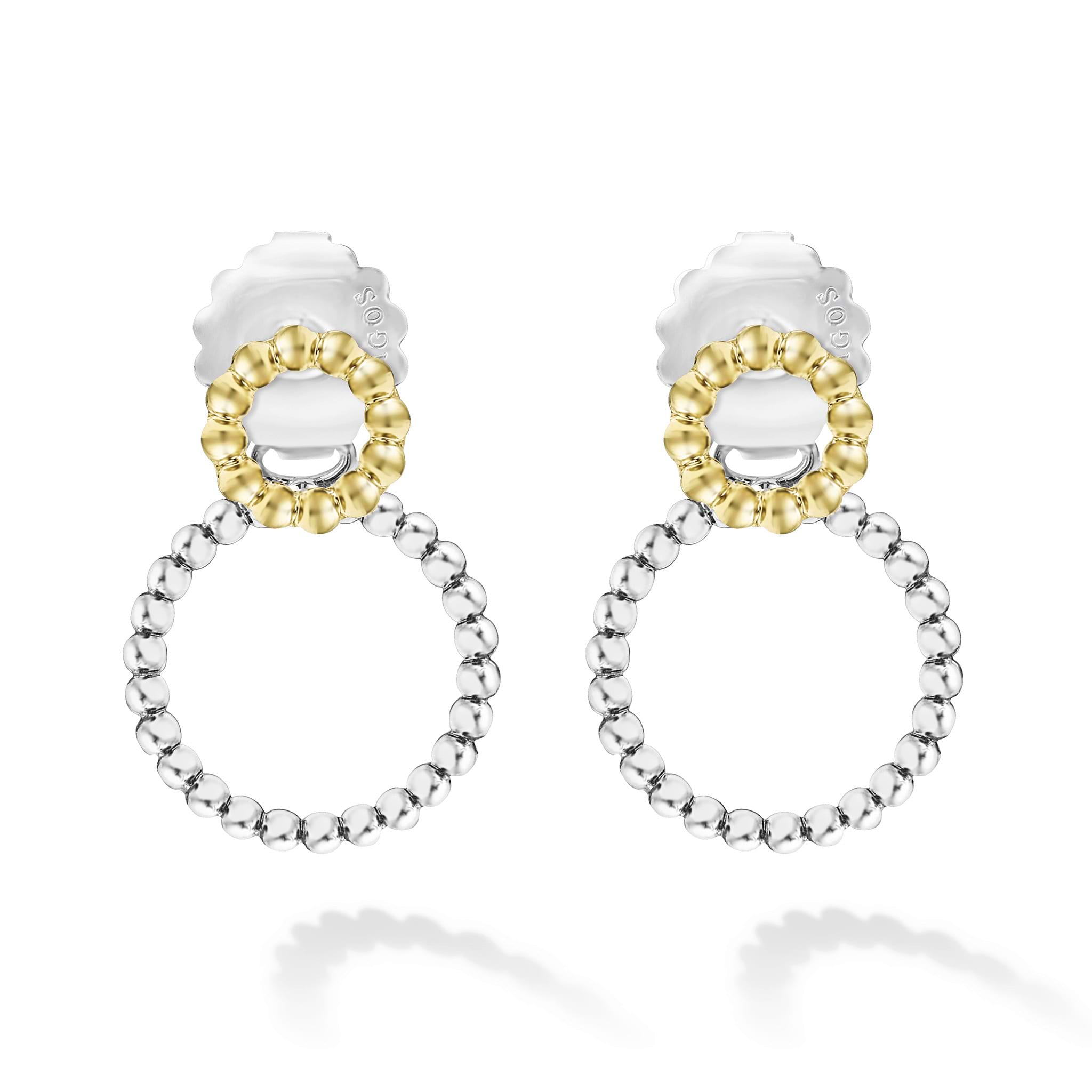 Signature Caviar Two-Tone Circle Drop Earrings