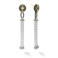18K gold, black ceramic and sterling silver Caviar beading form these dramatic drop tassel earrings.