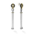 Black Caviar Long Two-Tone Black Ceramic Tassel Earrings