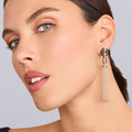 Black Caviar Long Two-Tone Black Ceramic Tassel Earrings