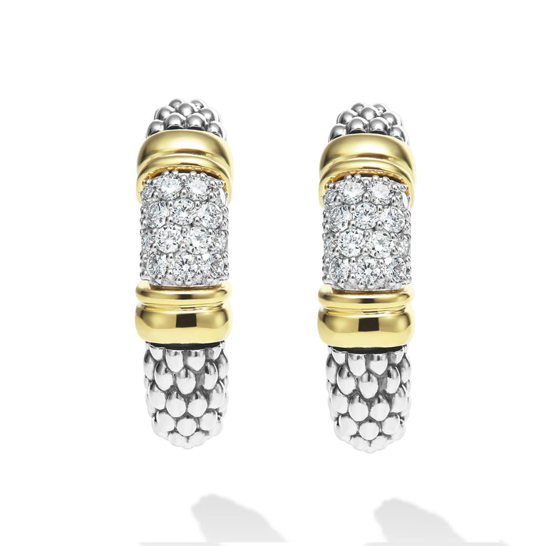 Signature Caviar Two-Tone Caviar Diamond Hoop Earrings