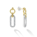 Diamonds, 18K gold, and sterling silver form these drop link earrings. LAGOS diamonds are the highest quality natural stones.