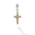 18K gold Caviar beading surrounded by sterling silver accented by a single diamond form this cross earring. LAGOS diamonds are the highest quality natural stones.