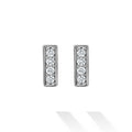 Caviar Spark Silver Linear Diamond Stud Earrings: sleek sterling silver bars with a row of brilliant-cut diamonds, offering minimalist elegance and subtle sparkle.