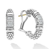 Pavé diamonds set with sterling silver form these classic Caviar hoop earrings. LAGOS diamonds are the highest quality natural stones.