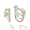 Sterling silver, diamonds, and 18K gold Caviar beading form these beautiful triple mini hoop earrings. LAGOS diamonds are the highest quality natural stones.