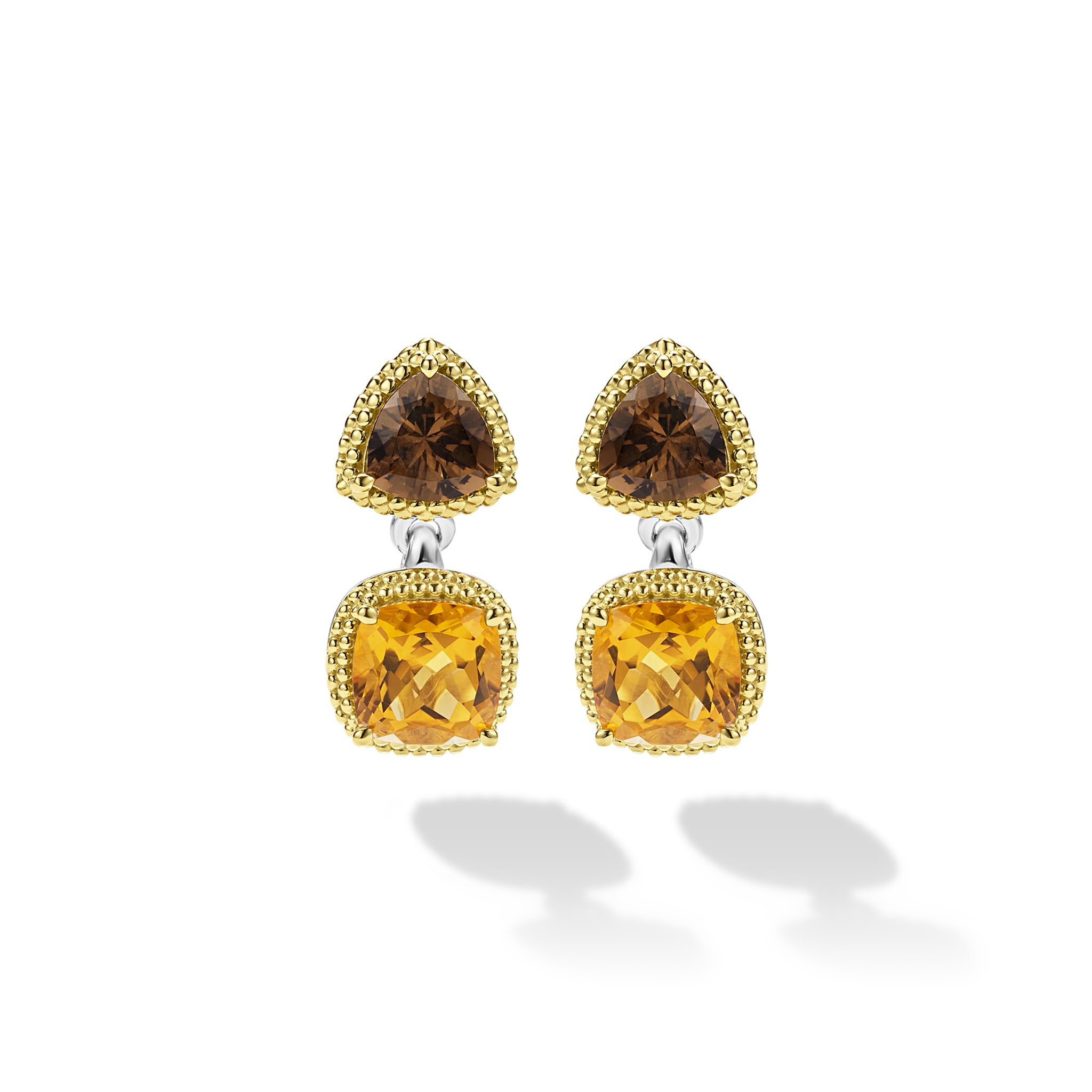 Studio 18K Gold Citrine & Smoky Quartz Drop Earrings