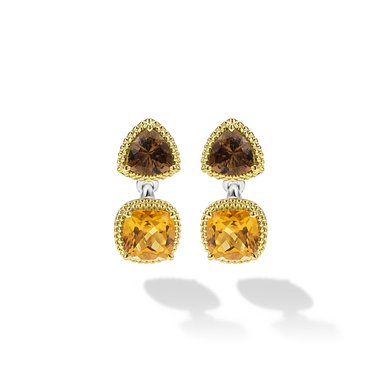 Studio 18K Gold Citrine & Smoky Quartz Drop Earrings