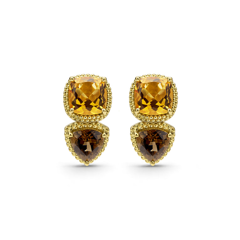 Studio 18K Smokey Quartz and Citrine Omega Clip Earrings