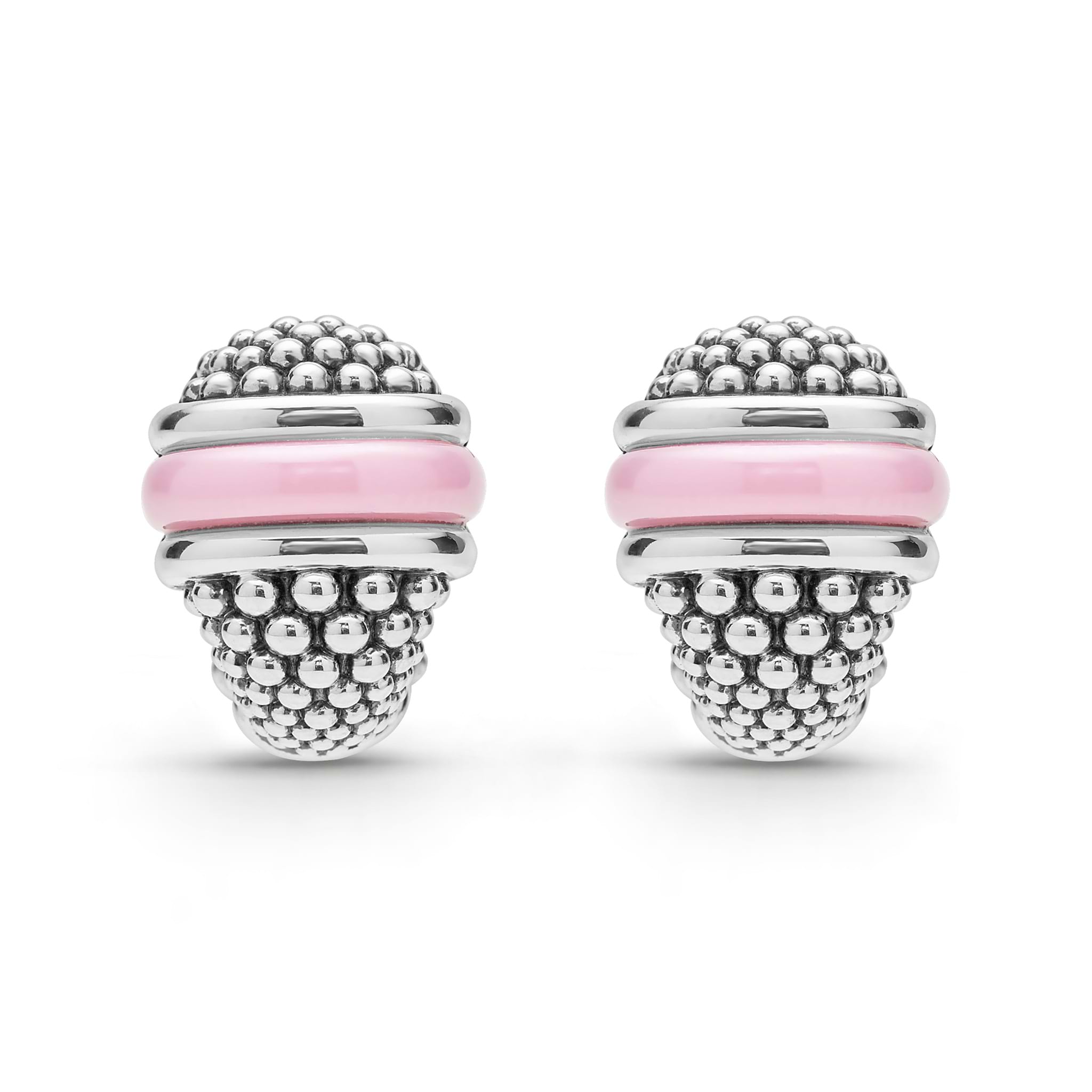 Pink Caviar Ceramic Caviar Omega Clip Earrings