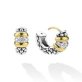 opened sterling silver beaded earrings with gold and diamond details 