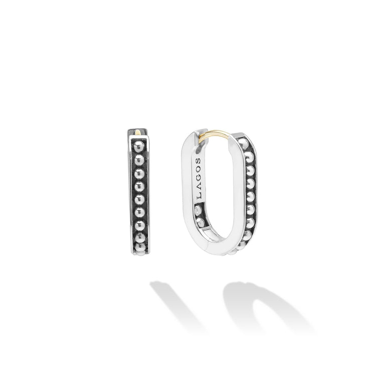 Signature Caviar Sterling Silver Caviar Beaded Huggie Earring