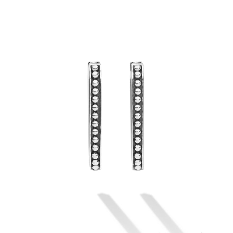 Signature Caviar Sterling Silver Beaded Linear Hoop Earrings