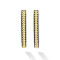 front of large sized everyday gold beaded with sterling silver hoop earrings 