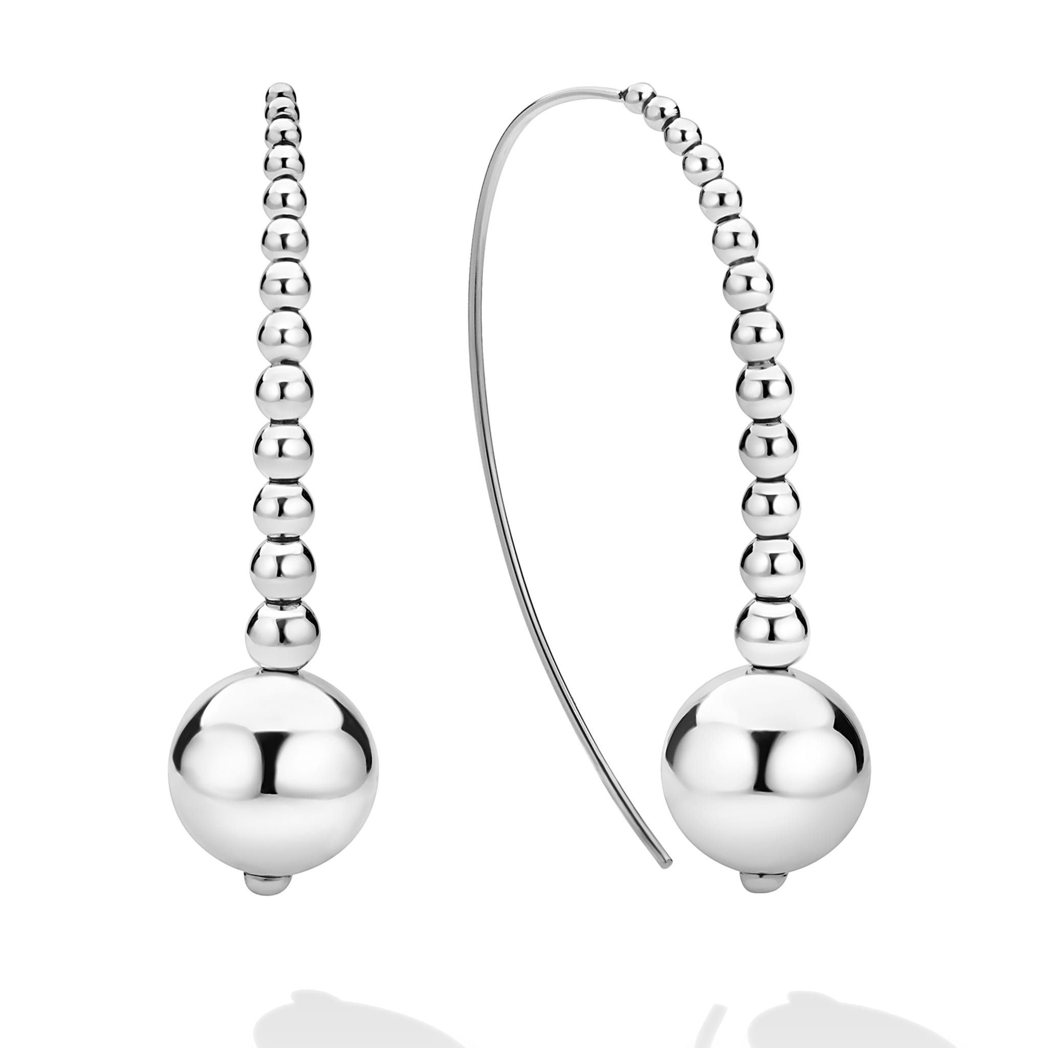 Caviar Bubbly Silver Graduated Bead Earrings