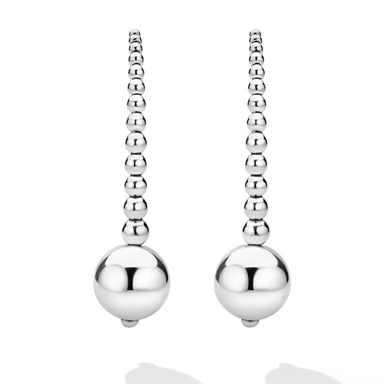 Caviar Bubbly Silver Graduated Bead Earrings
