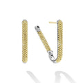 Caviar Lux Two-Tone Mini Caviar Hoop Earrings feature gold-tone beading on polished silver, showcasing LAGOS elegance and craftsmanship in a refined, modern design.