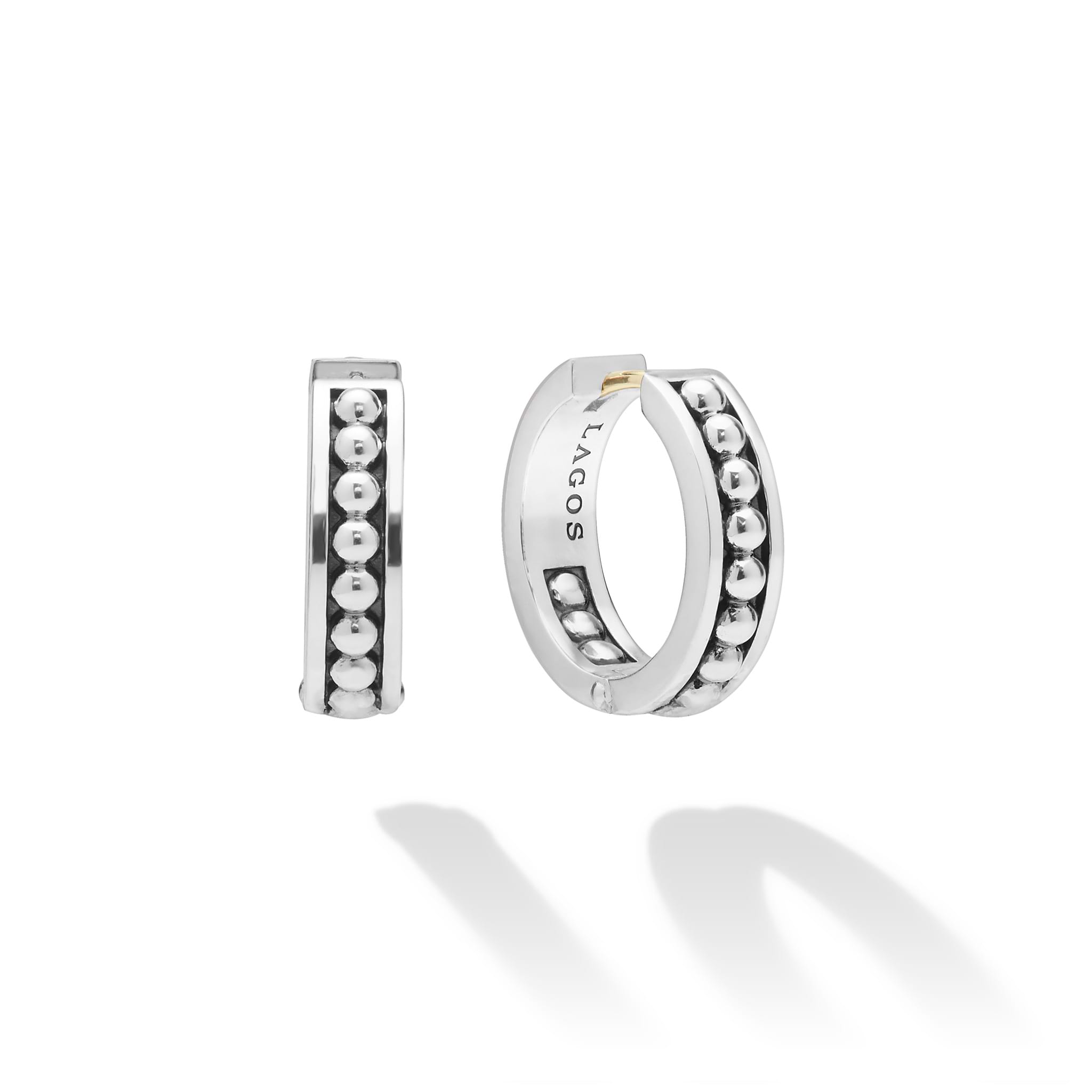 Signature Caviar Petite Sterling Silver Caviar Huggie Earrings