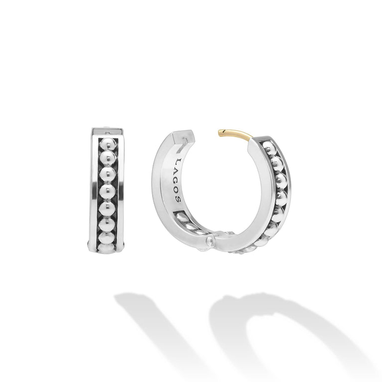 Signature Caviar Petite Sterling Silver Caviar Huggie Earrings