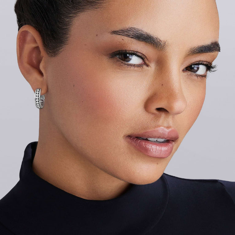 Signature Caviar Petite Sterling Silver Caviar Huggie Earrings