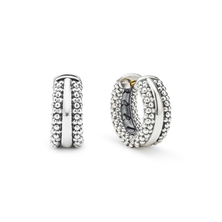 Signature Caviar Silver Caviar Beaded Huggie Earrings