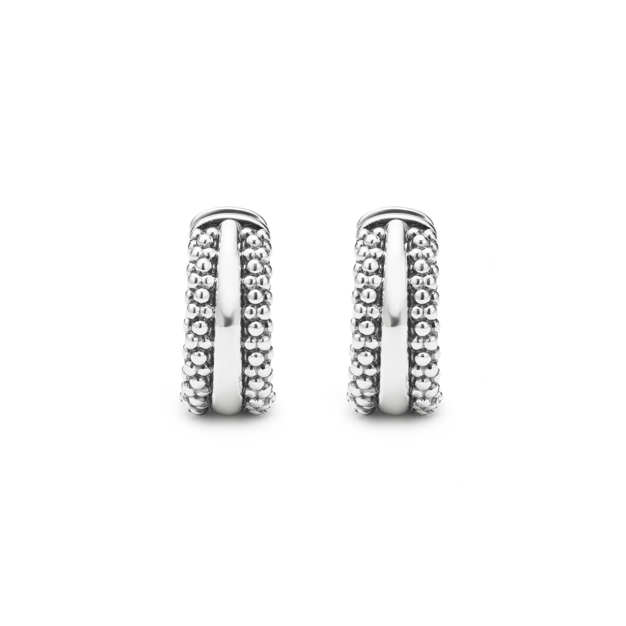 Signature Caviar Silver Caviar Beaded Huggie Earrings