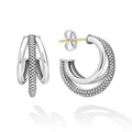 Signature Caviar Sterling Silver Three Hoop Huggie Earrings