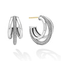 Signature Caviar Sterling Silver Three Hoop Huggie Earrings