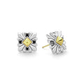 sterling silver and 18K gold stud earrings with pyramid center