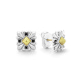 sterling silver and 18K gold stud earrings with pyramid center