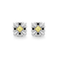 sterling silver and 18K gold stud earrings with pyramid center