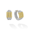 Caviar Icon Two-Tone Three Ring Caviar Gold Bar Huggie Earrings