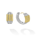 Caviar Icon Two-Tone Three Ring Caviar Gold Bar Huggie Earrings