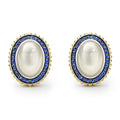 Caviar Color Two-Tone Moonstone and Sapphire Omega Clip Earring