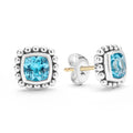 Sterling Silver Cushion-Cut Swiss Blue Topaz Stud Earrings
