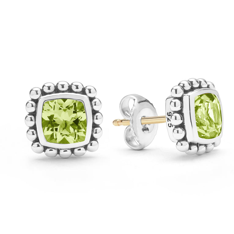 Rittenhouse Sterling Silver Cushion-Cut Peridot Stud Earrings