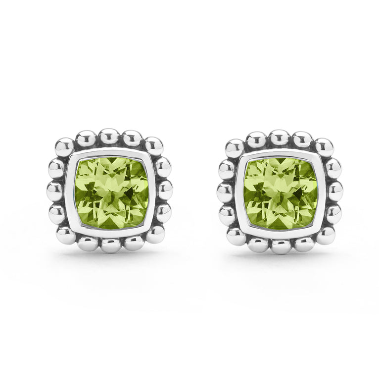 Rittenhouse Sterling Silver Cushion-Cut Peridot Stud Earrings
